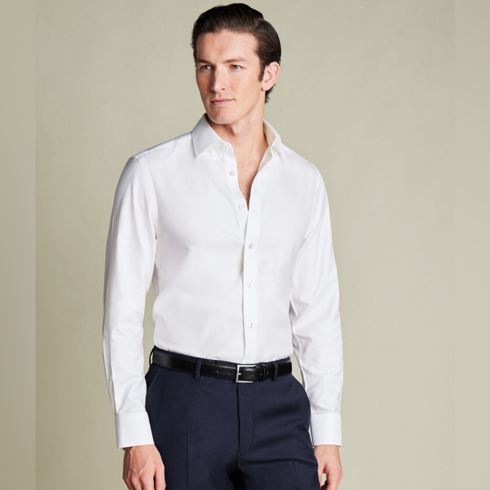 White Non-Iron Twill Slim Fit Shirt - Size 16.5 / 38in